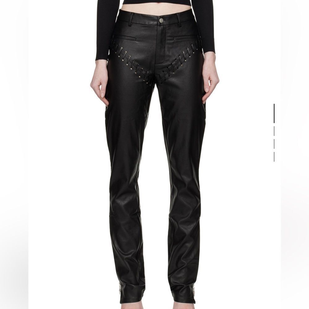 MIAOU Black Hannah Jewett Edition Jet Faux Vegan Leather Lace-up Pants Ssense